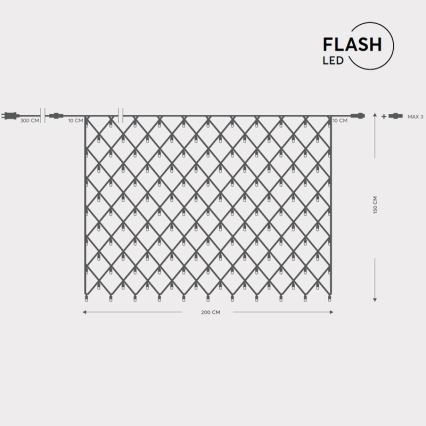 LED Cortina para exterior NET 240xLED/7,2W/230V 1,5x2 m IP44 branco quente