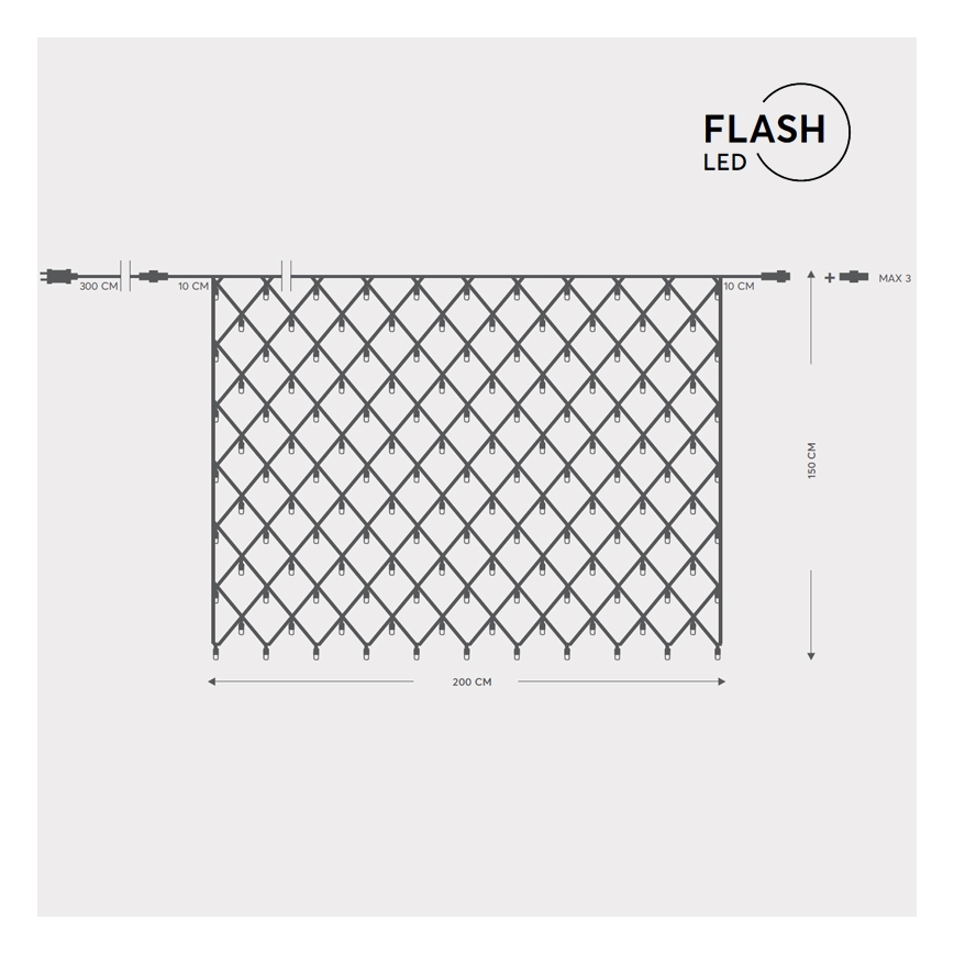 LED Cortina para exterior NET 240xLED/7,2W/230V 1,5x2 m IP44 branco quente