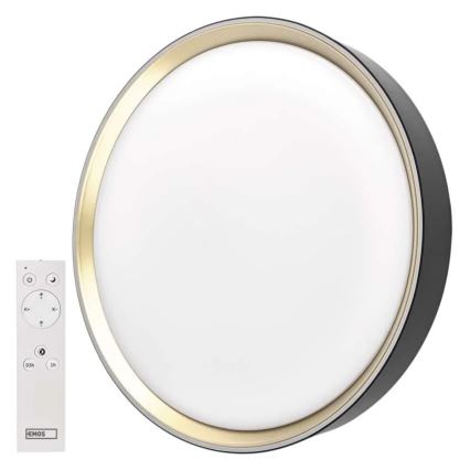 Candeeiro de teto LED dimerizável ILVI LED/30W/230V 2700-6500K diâmetro 40 cm preto/latão + controlo remoto