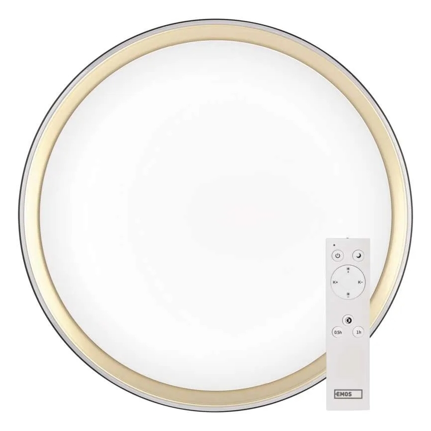 Candeeiro de teto LED dimerizável ILVI LED/30W/230V 2700-6500K diâmetro 40 cm preto/latão + controlo remoto
