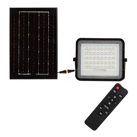 LED Exterior regulação solar holofote LED/6W/3,2V IP65 6400K preto + controlo remoto