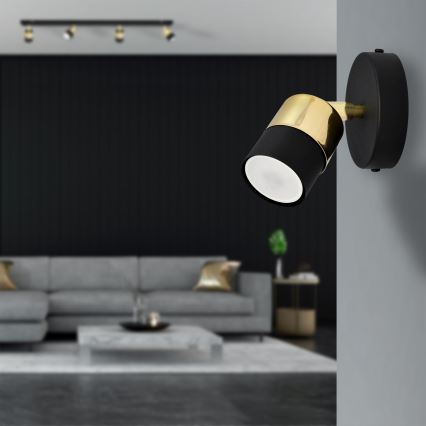 LED Foco de parede LED TUBSSON 1xGU10/4,8W/230V preto/dourada