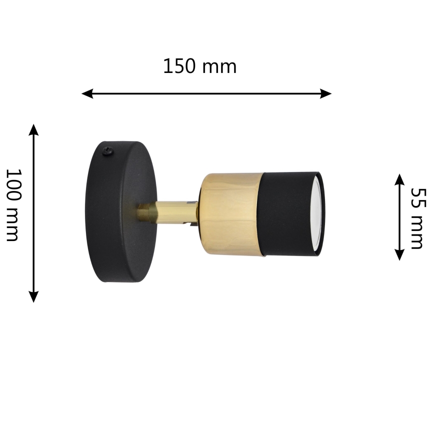 LED Foco de parede LED TUBSSON 1xGU10/4,8W/230V preto/dourada