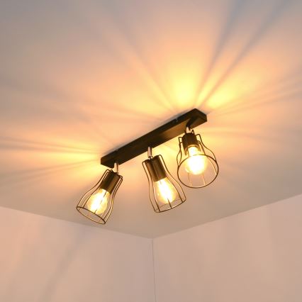 LED Foco TUBE II 3xE27/15W/230V preto