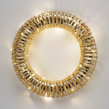 LED Guirlanda de Natal 30xLED/3xAA Ø 40 cm branco quente guirlanda/dourado