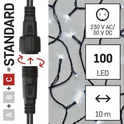 LED Guirlanda de Natal para exterior 100xLED/10m IP44 branco frio