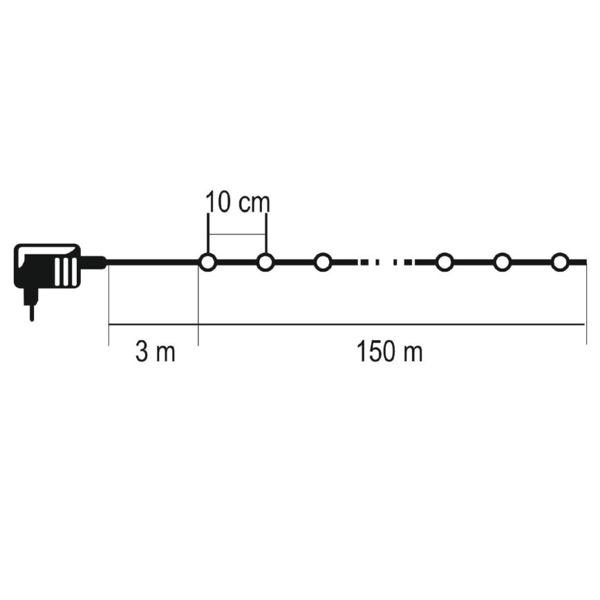 LED Guirlanda de Natal para exterior 1500xLED/230V 8 funções 153 m IP44 branco frio + comando remoto