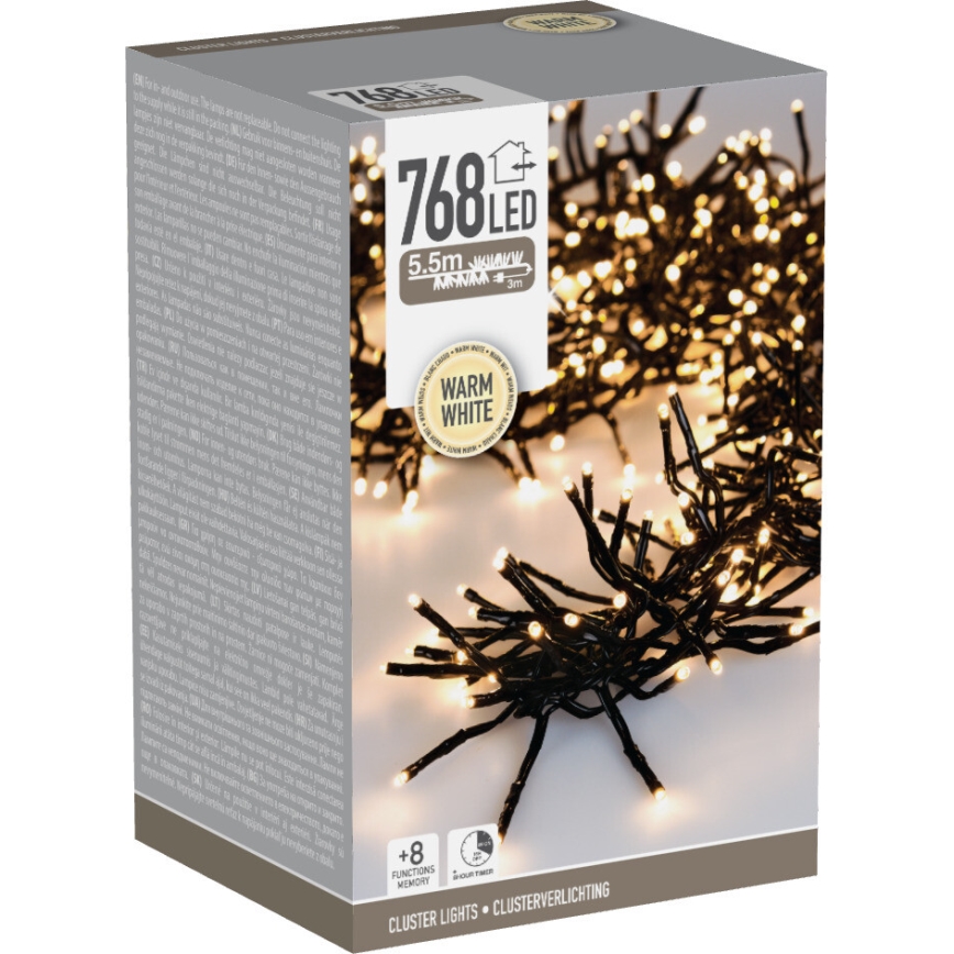 LED Guirlanda de Natal para exterior 768xLED/230V/8 funções 8,5 m IP44 branco quente