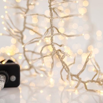 LED Guirlanda de Natal para exterior CLUSTER 768xLED/8 funções 9 m IP44 branco quente