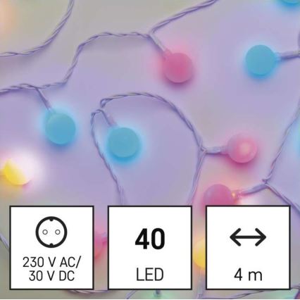 LED  guirlanda exterior 40xLED/9m IP44 multicolorido