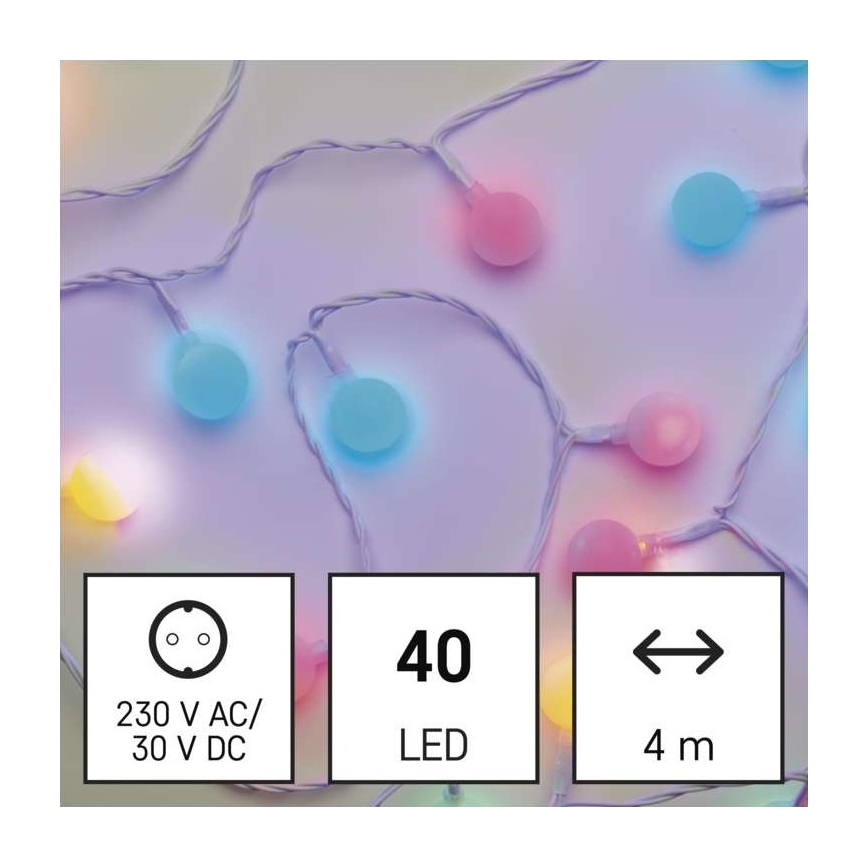 LED  guirlanda exterior 40xLED/9m IP44 multicolorido