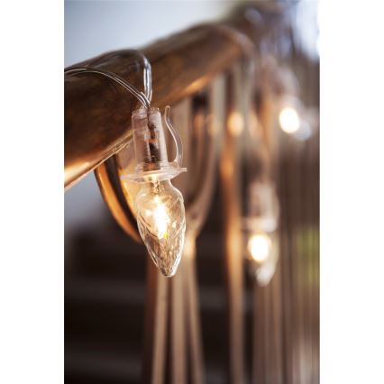 Cadeia de Natal LED Exterior CONE FILAMENT 20xE10 19m transparente/branco quente IP44, Fabricado na República Checa