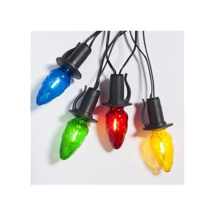 Guirlanda LED para exterior CONE FILAMENT 20xE10 19m colorida/branco quente IP44, Fabricado na UE