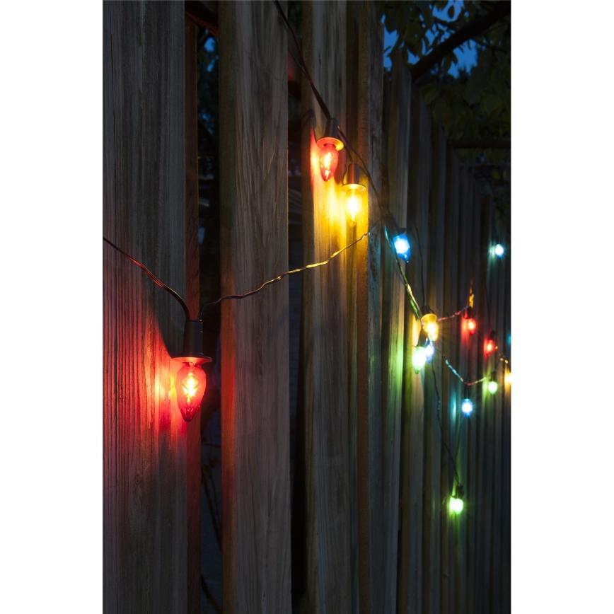 Guirlanda LED para exterior CONE FILAMENT 20xE10 19m colorida/branco quente IP44, Fabricado na UE