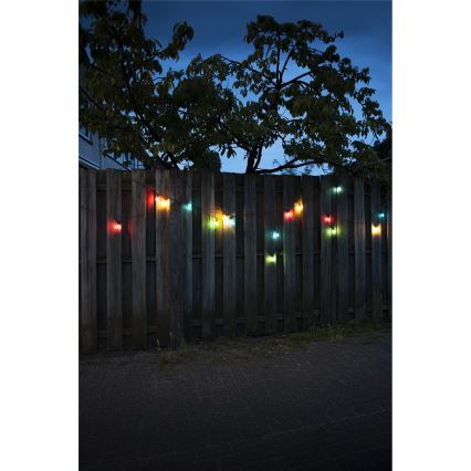 Guirlanda LED para exterior CONE FILAMENT 20xE10 19m colorida/branco quente IP44, Fabricado na UE