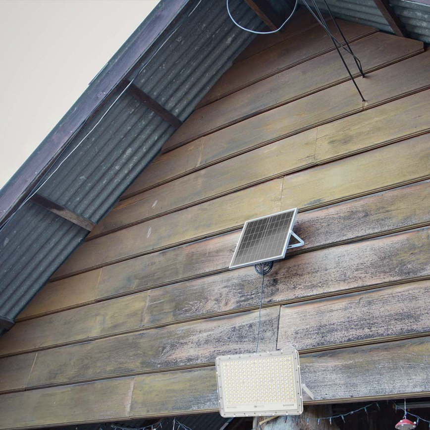 LED Holofote solar exterior LED/30W/3,2V 4000K branco IP65 + controlo remoto