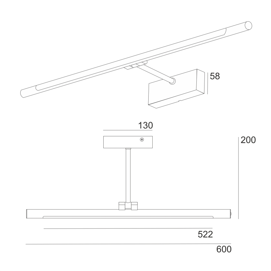 LED Iluminação de espelho para casa de banho MIRROR LED/8W/230V 4000K IP44 60 cm preta