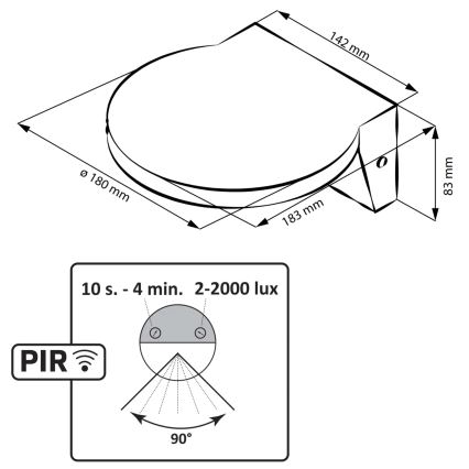 LED Iluminação de parede exterior com sensor TESA LED/10W/230V IP54 preto