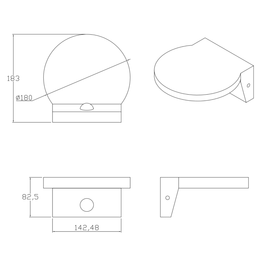 LED Iluminação de parede exterior com sensor TESA LED/10W/230V IP54 preto