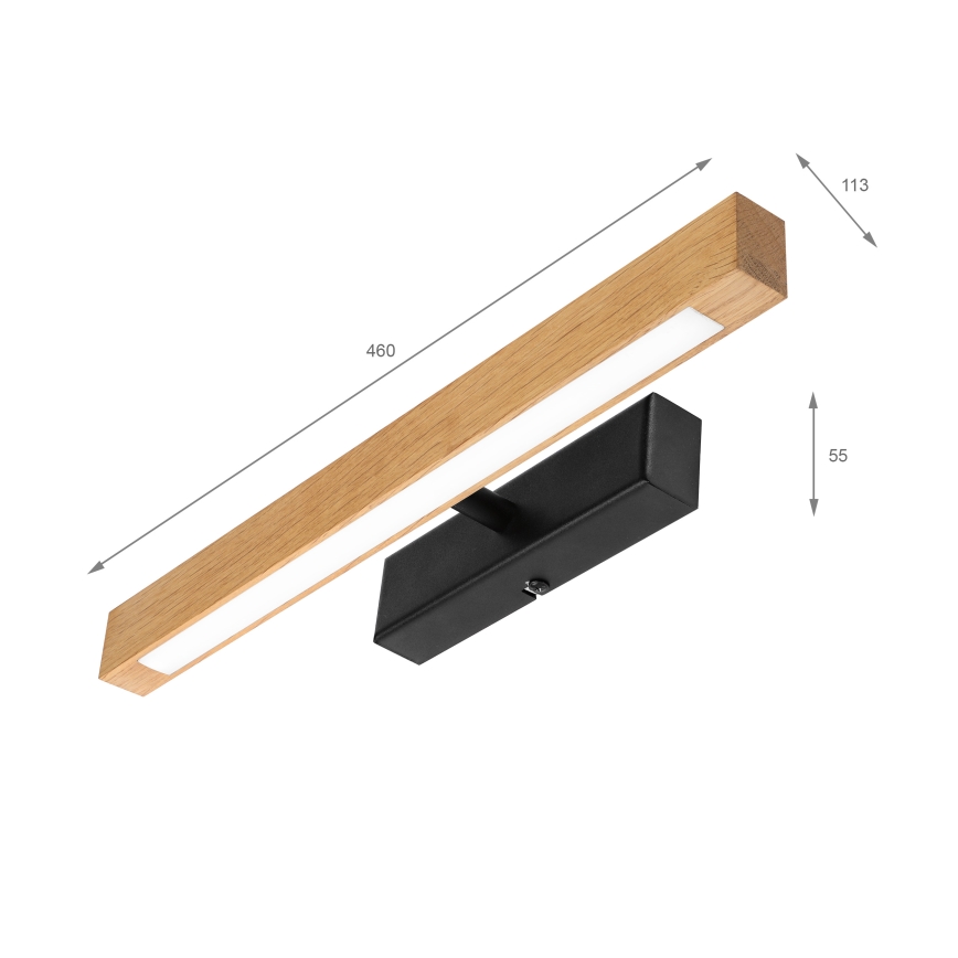 LED Iluminador para quadros VERDE LED/5,5W/230V 3000K 46 cm carvalho/preto