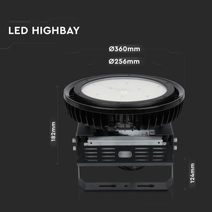 Luminária Industrial LED Dimerizável High Bay LED/500W/230V 4000K IP65 preta