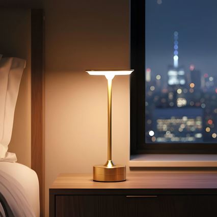 Candeeiro de mesa LED recarregável regulável NEW YORK LED/1,8W/5V 2700K/4000K/6500K 1200 mAh dourado