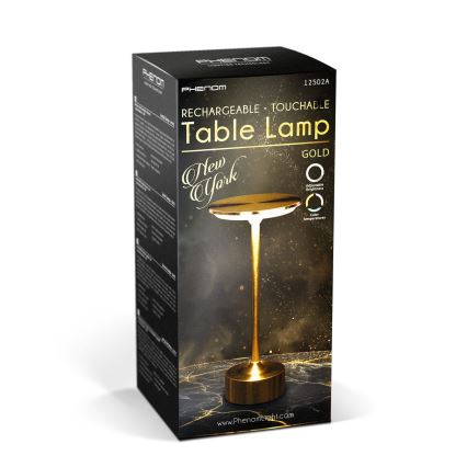 Candeeiro de mesa LED recarregável regulável NEW YORK LED/1,8W/5V 2700K/4000K/6500K 1200 mAh dourado