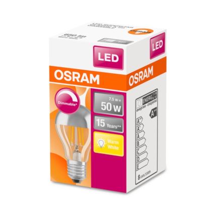 Lâmpada LED regulável com topo espelhado E27/7,5W/230V 2700K - Osram