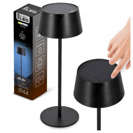LED Lâmpada solar tátil dimerizável LED/3W/5V USB 1800 mAh IP44 preta