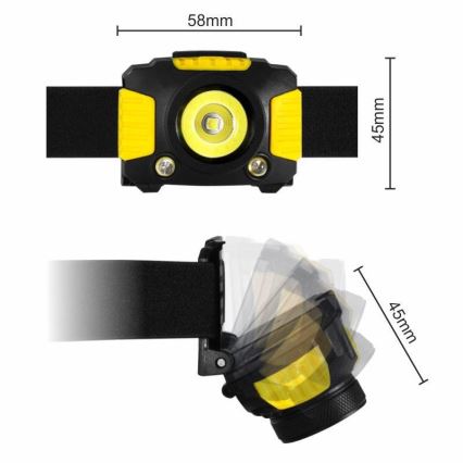 LED Lanterna de cabeça 2xLED/5W/3xAAA + LED/3W