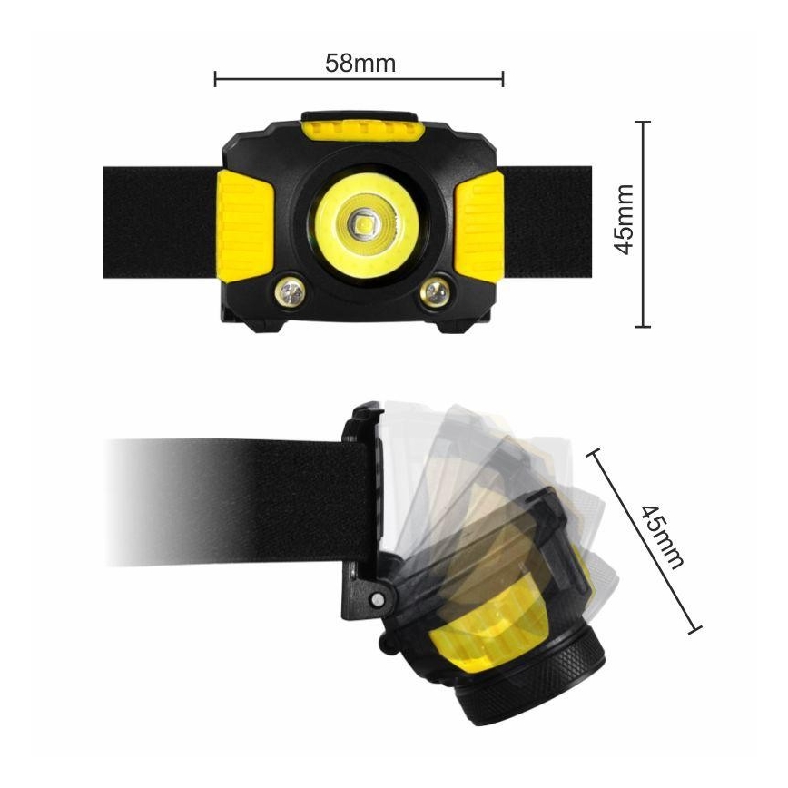 LED Lanterna de cabeça 2xLED/5W/3xAAA + LED/3W