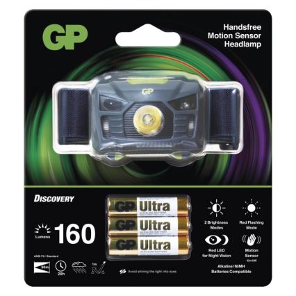 LED Lanterna de cabeça GP DISCOVERY CH34 2xLED/3xAAA