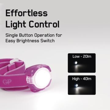 LED Lanterna de cabeça GP EVERYBODY 4xLED/2×CR2025 rosa