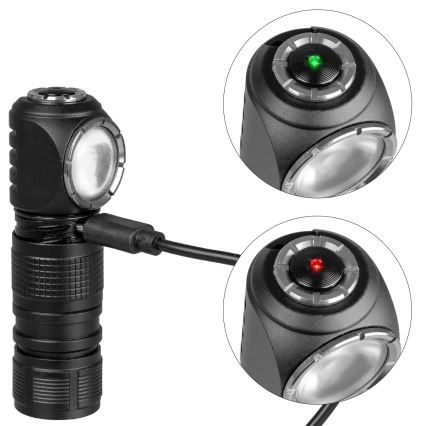 Lanterna frontal recarregável LED regulável com luz vermelha 3 em 1 LED/10W/5V IP66 500 lm 800 mAh