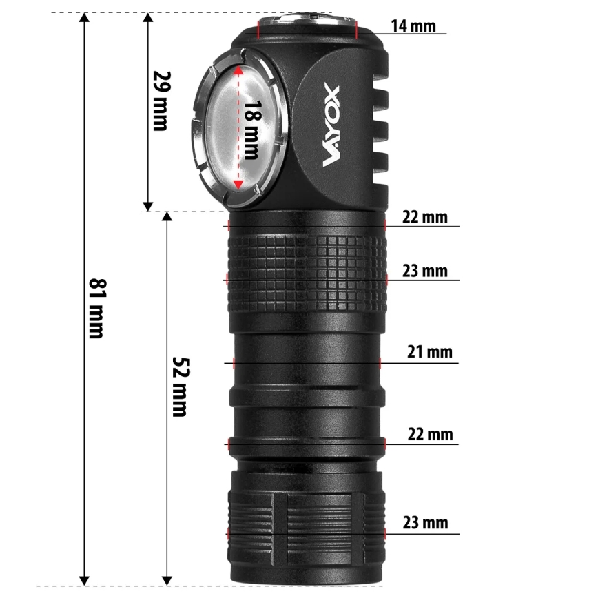 Lanterna frontal recarregável LED regulável com luz vermelha 3 em 1 LED/10W/5V IP66 500 lm 800 mAh