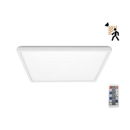 Luminária LED para casa de banho com sensor de movimento e crepúsculo NIVERA LED/18W/230V IP54 3000/4000/6000K 30x30 cm branca + comando à distância
