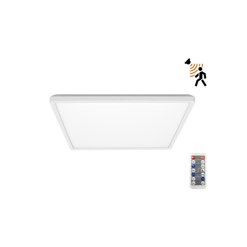 Luminária LED para casa de banho com sensor de movimento e crepúsculo NIVERA LED/18W/230V IP54 3000/4000/6000K 30x30 cm branca + comando à distância