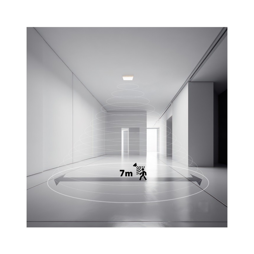 Luminária LED para casa de banho com sensor de movimento e crepúsculo NIVERA LED/18W/230V IP54 3000/4000/6000K 30x30 cm preta + comando à distância