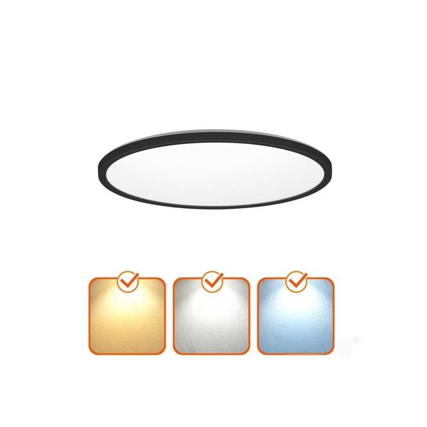 Luminária LED para casa de banho com sensor de movimento e crepúsculo NIVERA LED/32W/230V IP54 3000/4000/6000K diâmetro 42 cm preta + comando à distância