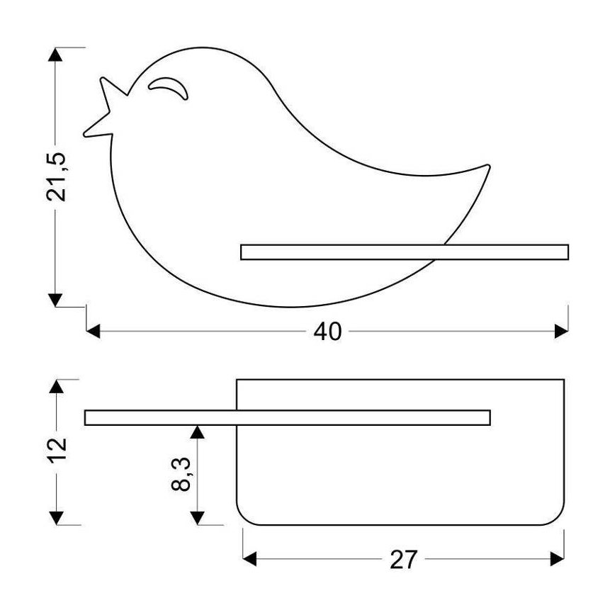 Luminária de parede infantil LED com prateleira BIRD LED/5W/230V rosa/madeira,
