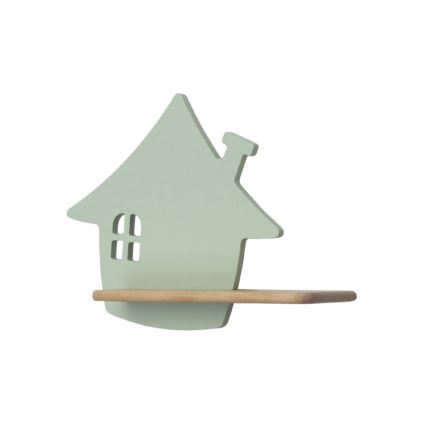Luminária de parede infantil LED com prateleira HOUSE LED/4W/230V verde/madeira,