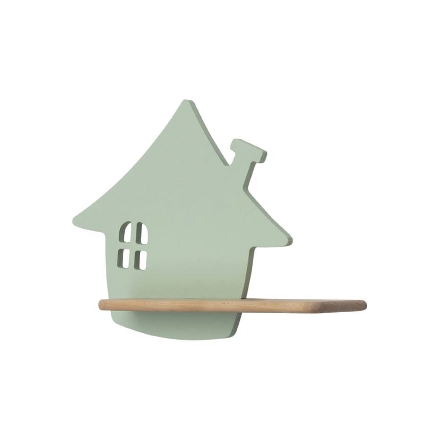 Luminária de parede infantil LED com prateleira HOUSE LED/4W/230V verde/madeira,