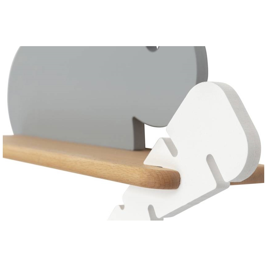 Luminária de parede infantil LED com prateleira RABBIT LED/4W/230V cinza/branco/madeira,