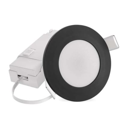 Luminária de teto embutida para banheiro LED LORI LED/4,5W/230V IP65 2700/4000K diâmetro 8,5 cm preta