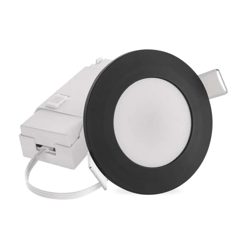 Luminária de teto embutida para banheiro LED LORI LED/4,5W/230V IP65 2700/4000K diâmetro 8,5 cm preta