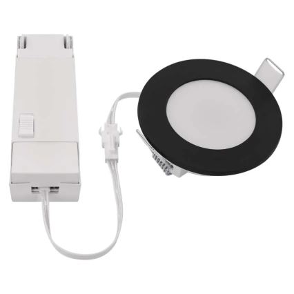 Luminária de teto embutida para banheiro LED LORI LED/4,5W/230V IP65 2700/4000K diâmetro 8,5 cm preta