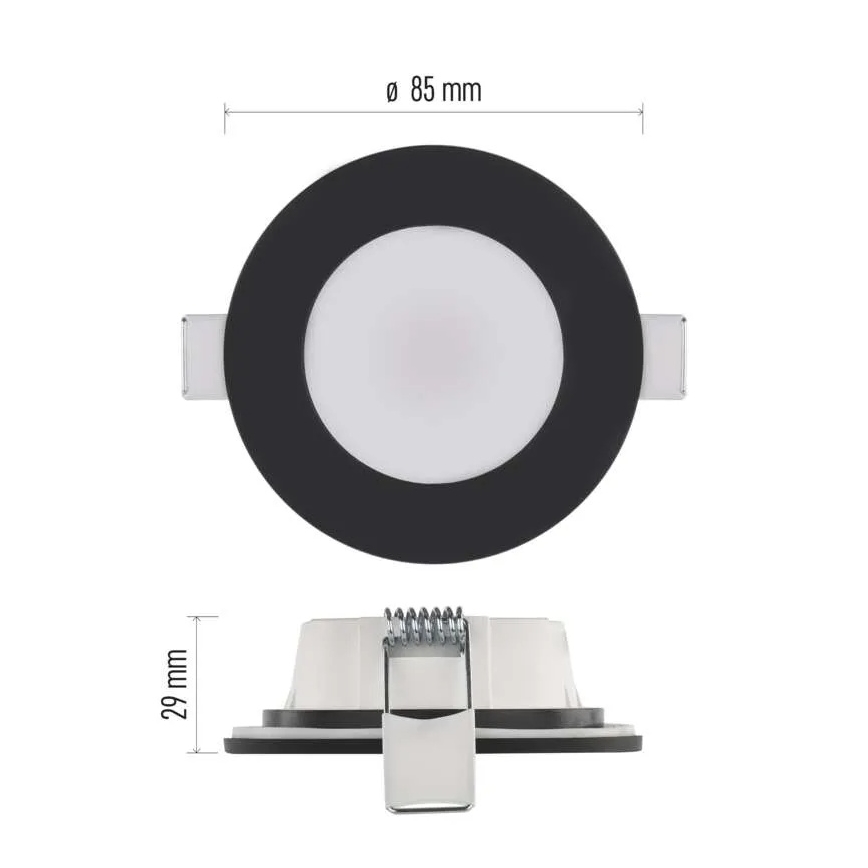 Luminária de teto embutida para banheiro LED LORI LED/4,5W/230V IP65 2700/4000K diâmetro 8,5 cm preta