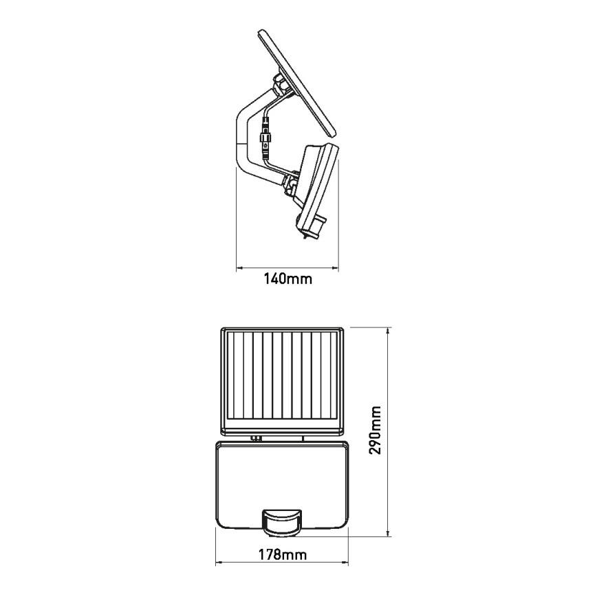 Luminária de parede solar LED com sensor LED/12W/3,7V 4000 mAh IP54