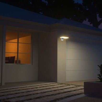 Luminária de parede solar LED com sensor LED/15W/3,2V 4000K/6000K IP65 6000 mAh branca