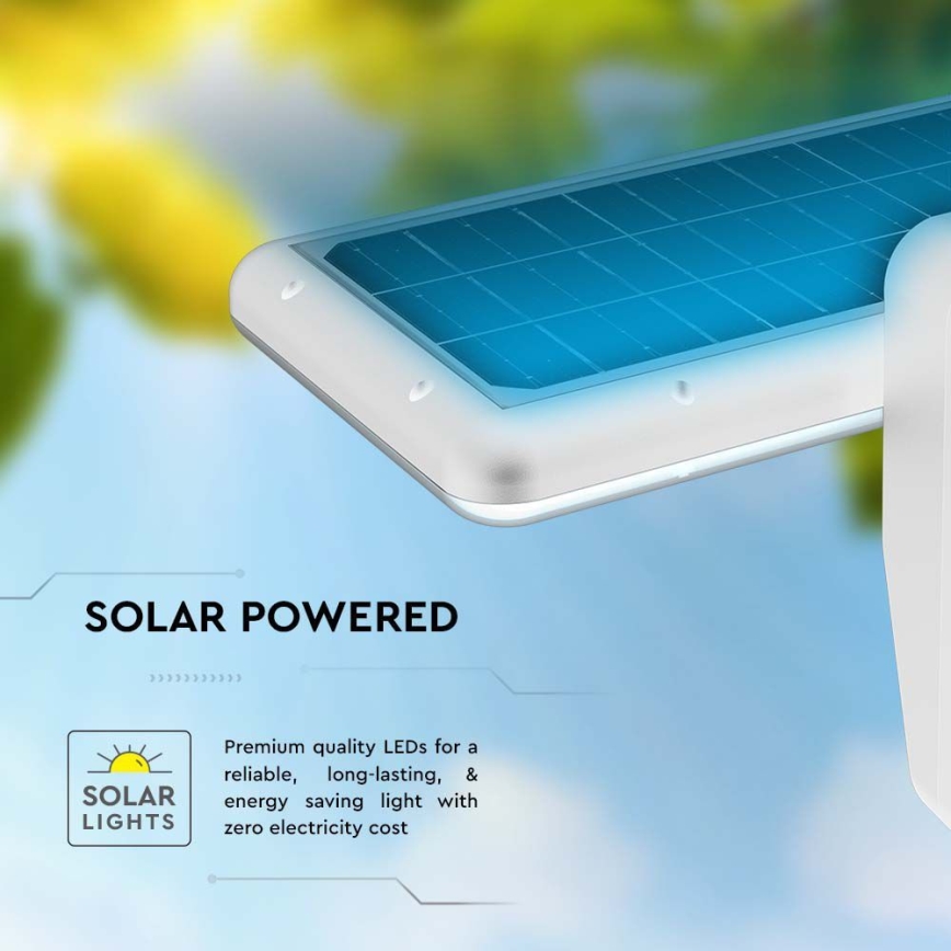 Luminária de parede solar LED com sensor LED/15W/3,2V 4000K/6000K IP65 6000 mAh branca